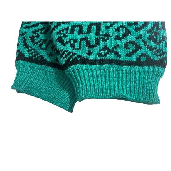 TRUMPS Sport Mens Sweater Pullover Sz Medium Taiwan Teal Geometric 80s 90s? - Picture 5 of 6